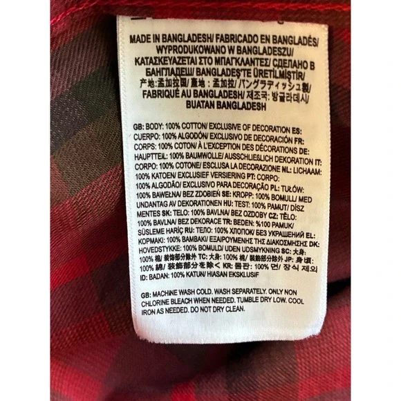 Vans Mens Flannel Shirt Button Up Plaid Long Sleeve Casual Top Red Large - Picture 5 of 10